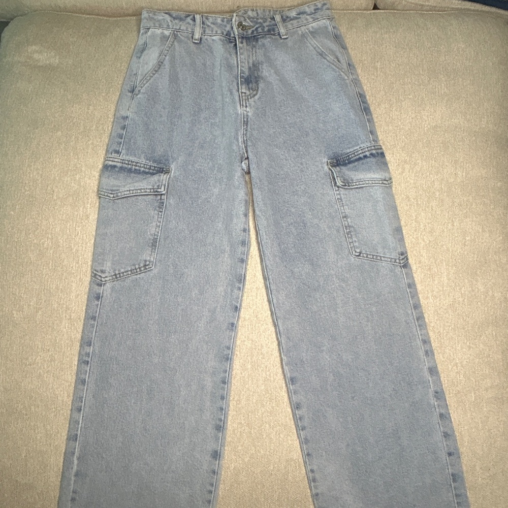 Light Wash Cargo Jeans